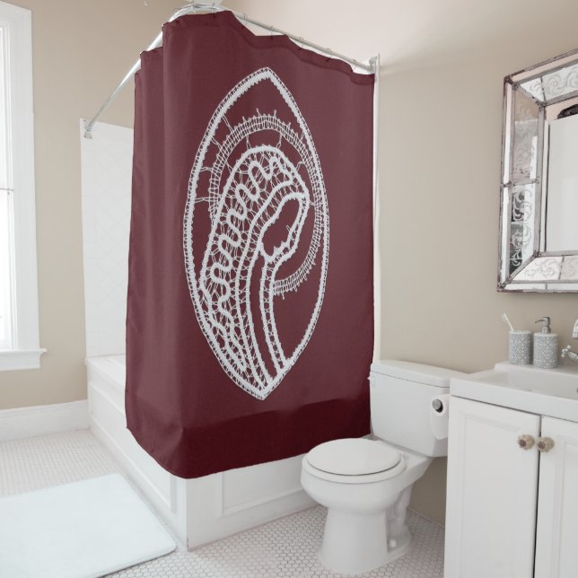 Rideaux De Douche Sainte Vierge Marie, dentelle (En situation)