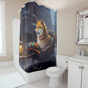 Rideaux De Douche Saison de Noël de Shiba Inu