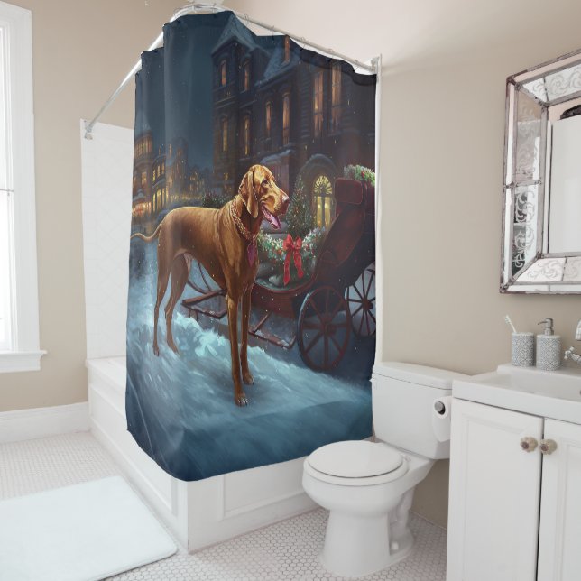Rideaux De Douche Saison de Noël de Vizsla (En situation)