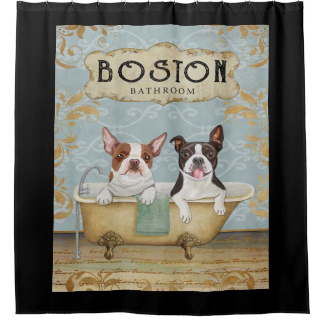 Rideaux De Douche Salle de bain pour chien de Boston Terrier (Devant)