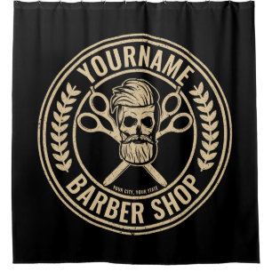 Rideaux De Douche Salon de coiffure personnalisé Skull Rockabilly