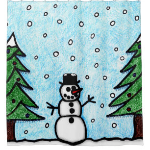 Rideaux De Douche Salutations Snowman