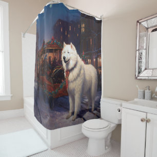 Rideaux De Douche Samoyed Christmas Festive Saison