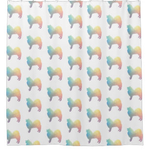 Rideaux De Douche Samoyed dog breed geo silhouette pastel