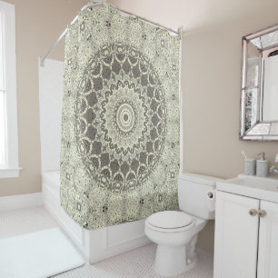 Rideaux De Douche Sandy Beige Boho Beach Mandala Motif