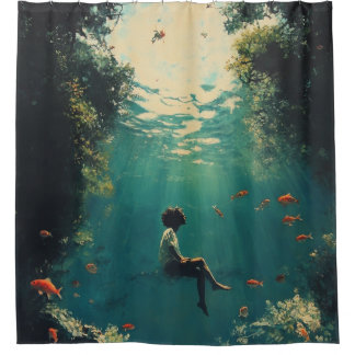 Rideaux De Douche 🌊 sans poids réverie - Dreamscape surréaliste