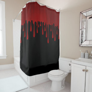 Rideaux De Douche Satin Rouge qui Dégouline de Sang Halloween