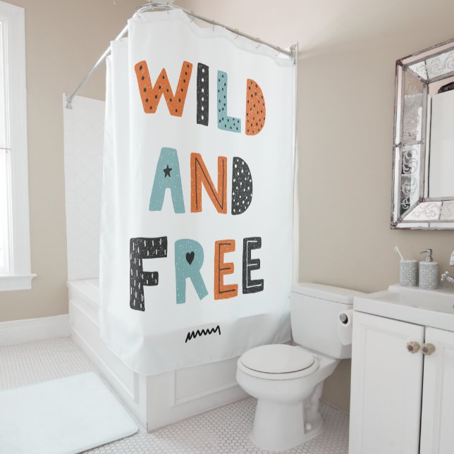 Rideaux De Douche Sauvage et libre | Lettres Doodle (En situation)