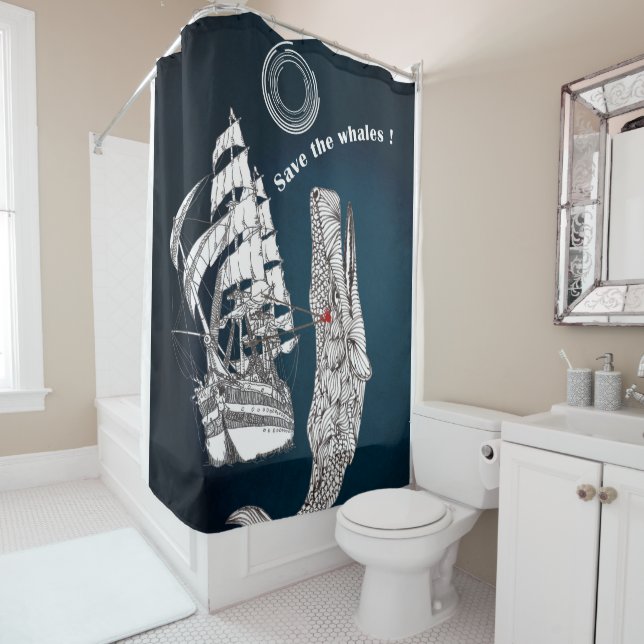 Rideaux De Douche Sauvez les baleines (En situation)