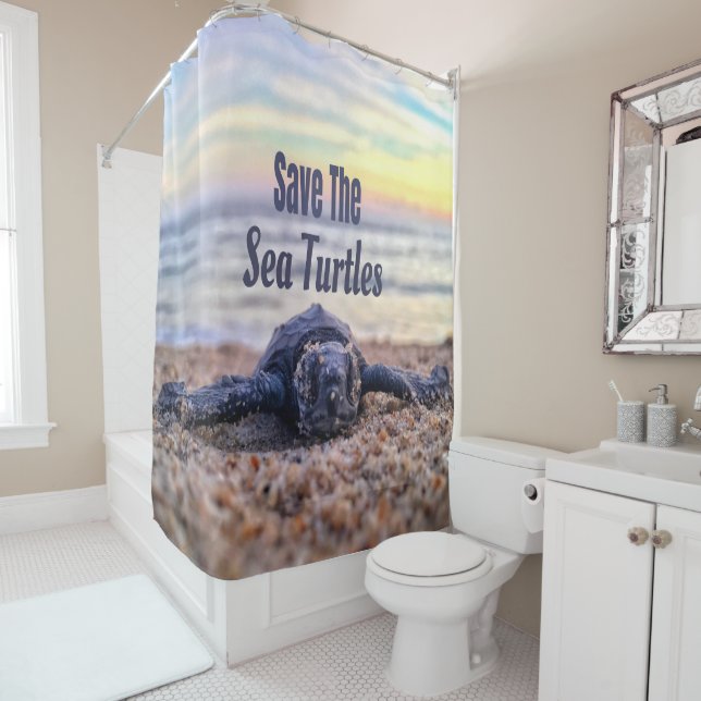 Rideaux De Douche Sauvez les tortues marines (En situation)