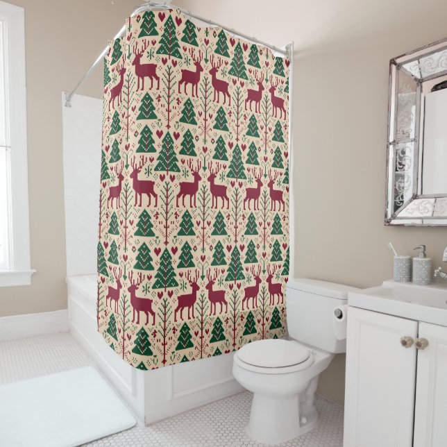 Rideaux De Douche  Scandinavian Christmas  (En situation)