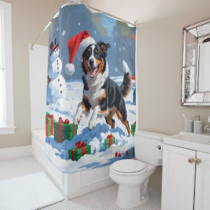 Rideaux De Douche Scène de Noël australienne Kelpie