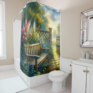 Rideaux De Douche Scène de porte de jardin ensoleillé