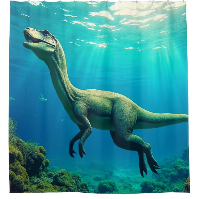 Rideaux De Douche Scène surréaliste de dinosaure sous-marin (Devant)
