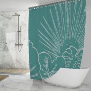 Rideaux De Douche Schéma moderne de plage feuille tropicale côtière