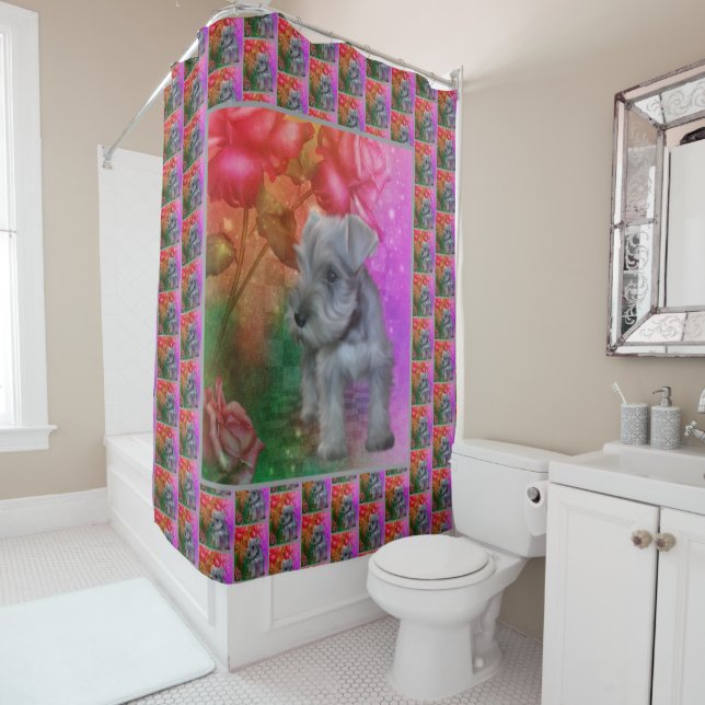 Rideaux De Douche Schnauzer Chien Chien Chien Chien Animal Art (En situation)