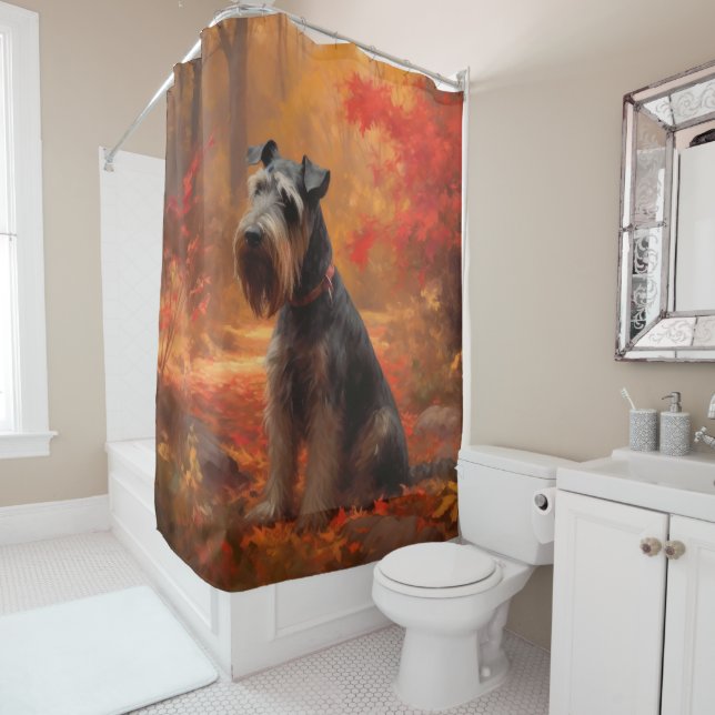Rideaux De Douche Schnauzer en automne Leaves Fall Inspire (En situation)