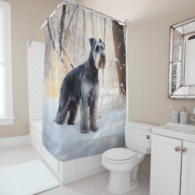 Rideaux De Douche Schnauzer Laisser neiger Noël (En situation)