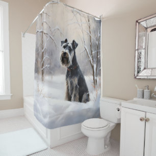 Rideaux De Douche Schnauzer Miniature Laisser neiger Noël