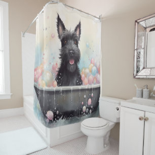 Rideaux De Douche Scottish Terrier Dans Bain Watercolor Chien Art