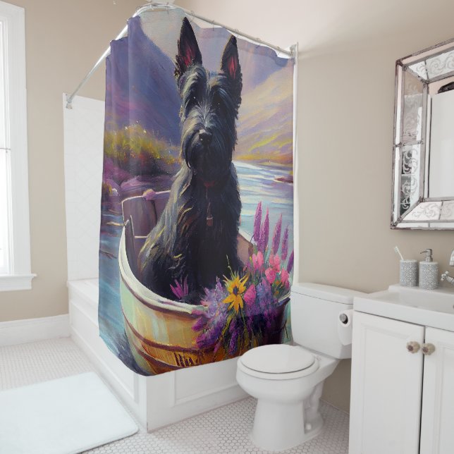 Rideaux De Douche Scottish Terrier sur une pagaie : une aventure Pit (En situation)