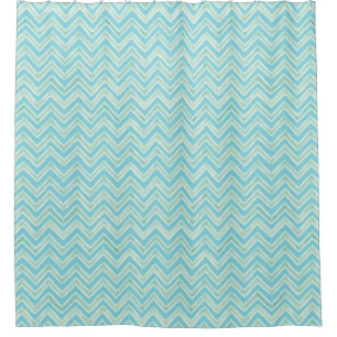 Rideaux De Douche Sea Blue Beach Aquarelle Chevron Motif rayé