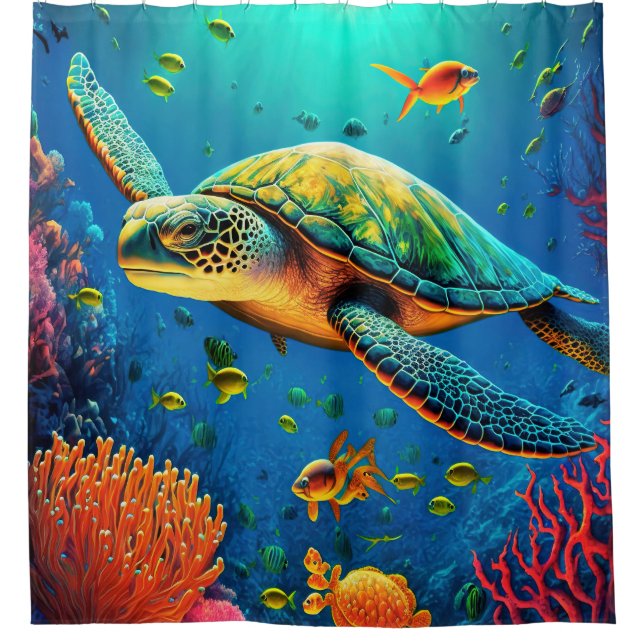 Rideaux De Douche Sea Turtle Beach House Ocean Marine Life Animaux (Devant)