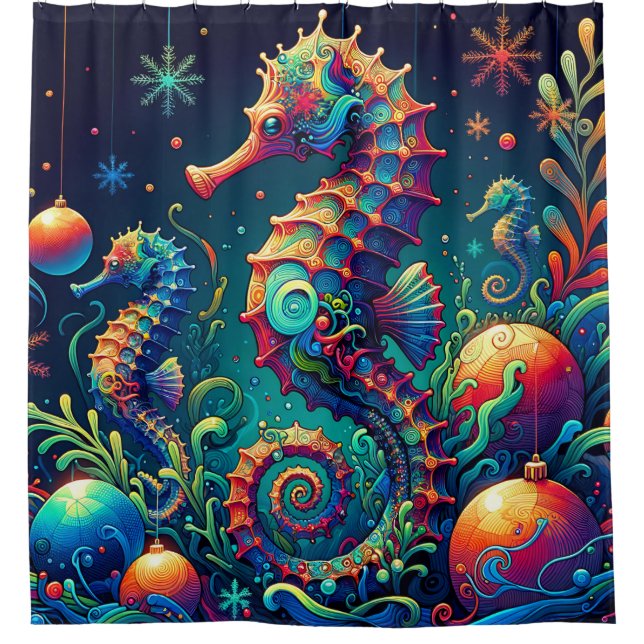 Rideaux De Douche "Seahorse Christmas Wonderland" (Devant)