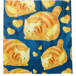 Rideaux De Douche Seamless pattern with cute polygonal cartoon cats,