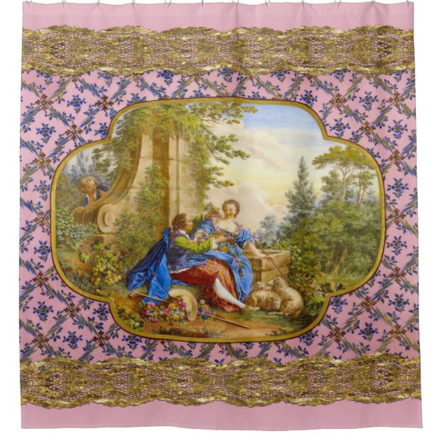 Rideaux De Douche Secret Romance Baroque Girl Motif français (Devant)