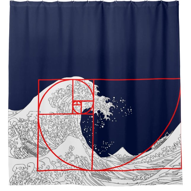 Rideaux De Douche Séquence Fibonacci et la Grande Vague (Devant)