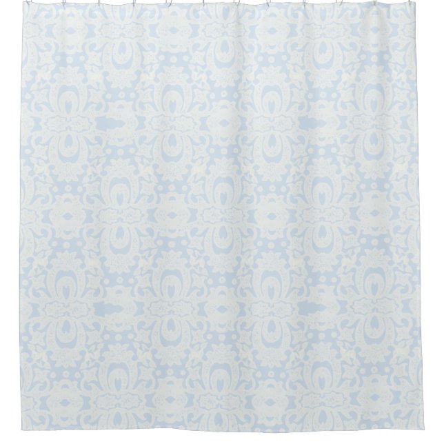 Rideaux De Douche Sérénité Bleu Shabby Chic Floral Damask Modèle (Devant)