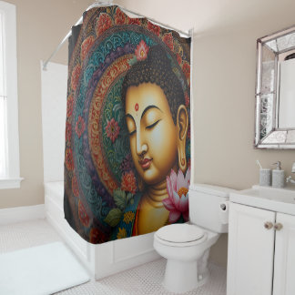Rideaux De Douche Sérénité en symétrie : salle de bain Buddha Mandal