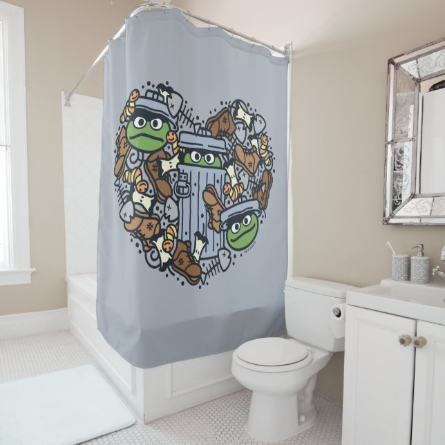 Rideaux De Douche Sésame Sésame | Oscar the Grouch Doodle Heart (En situation)