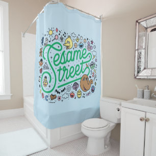 Rideaux De Douche Sésame Sésame   Sesame Street Green Doodle Script