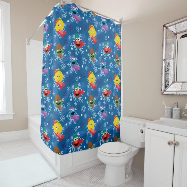Rideaux De Douche Sesame Street Winter Snowflake Motif (En situation)