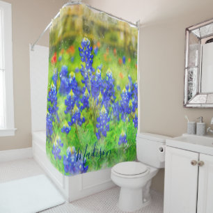 Rideaux De Douche Shabby Chic Aquarelle Bluebonnet Floral Personnali