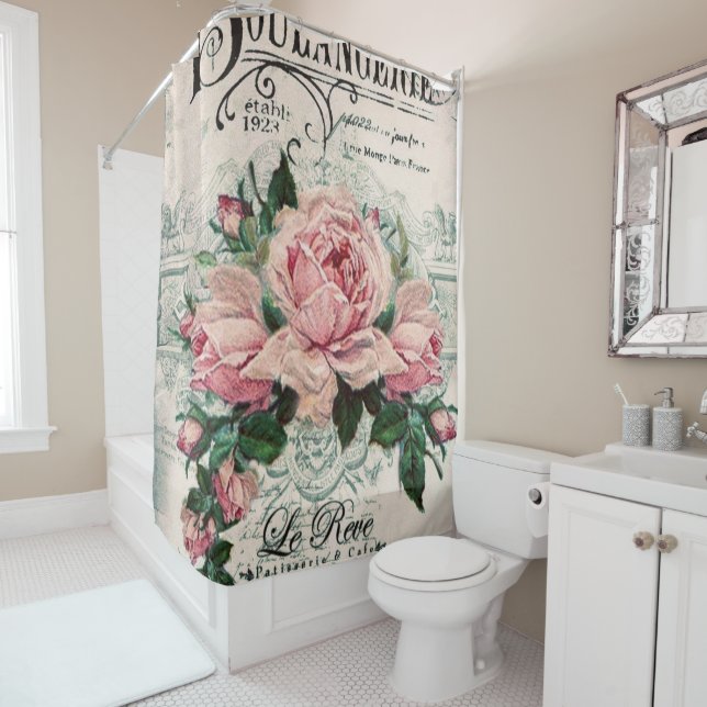 Rideaux De Douche shabby chic, découpage, victorien, français chic,  (En situation)