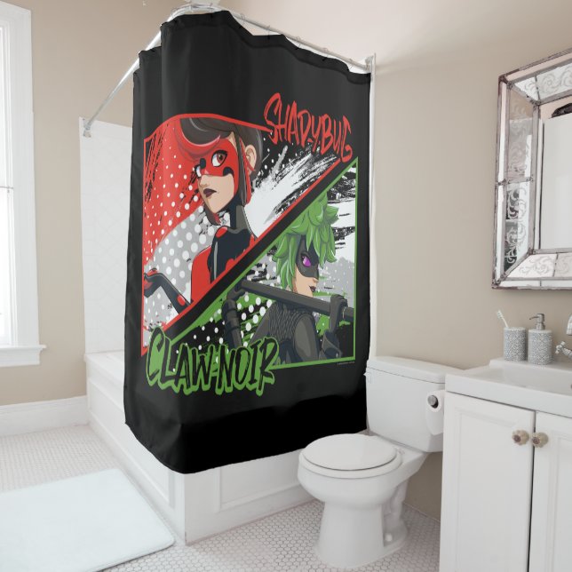 Rideaux De Douche Shadybug et Noir glacé (En situation)