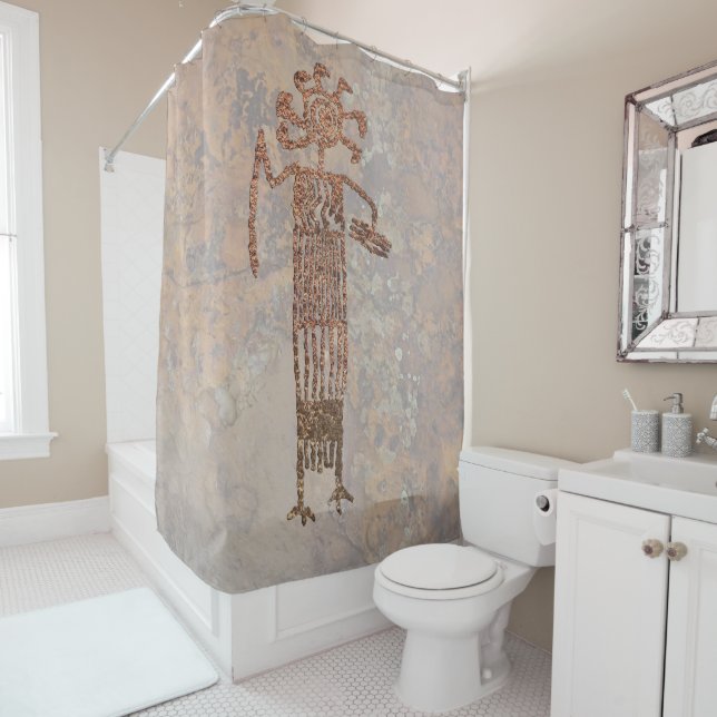 Rideaux De Douche Shaman Petroglyph (En situation)