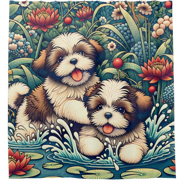 Rideaux De Douche "Shih Tzu Splash" (Devant)
