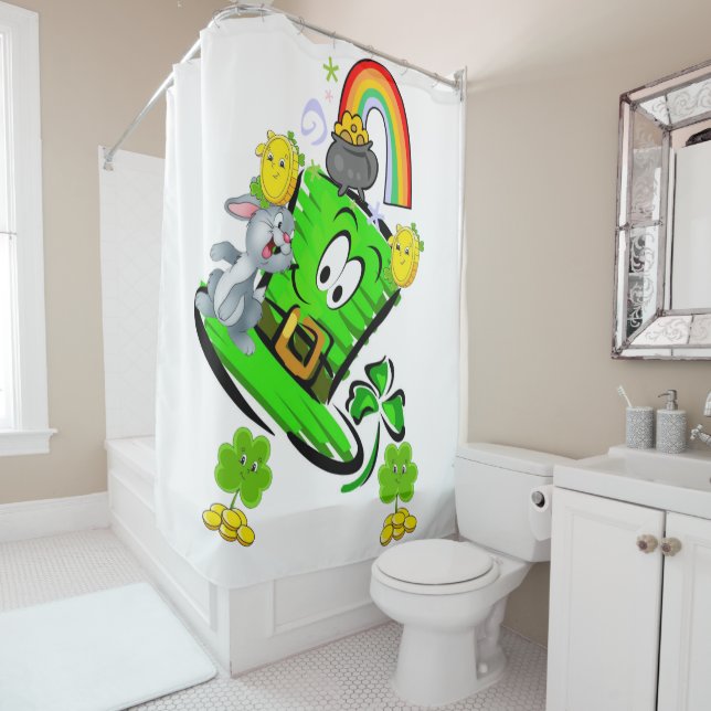 Rideaux De Douche Shower Curtain Happy St. Patrick's Day  Rabbit (En situation)