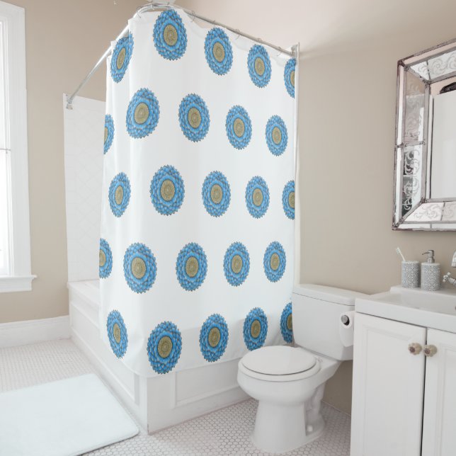 Rideaux De Douche Shower Curtain with hand- drawn mandala design (En situation)