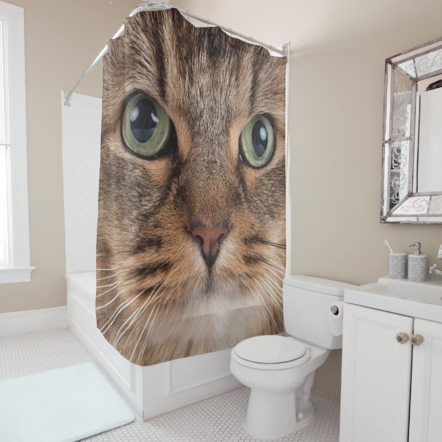 Rideaux De Douche Siberian Cat Face Shower Curtain (En situation)