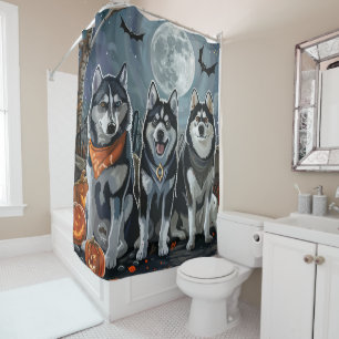 Rideaux De Douche Sibérie Husky Halloween Éffrayant