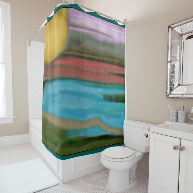 Rideaux De Douche Sierra Sunrise Art Abstrait (En situation)