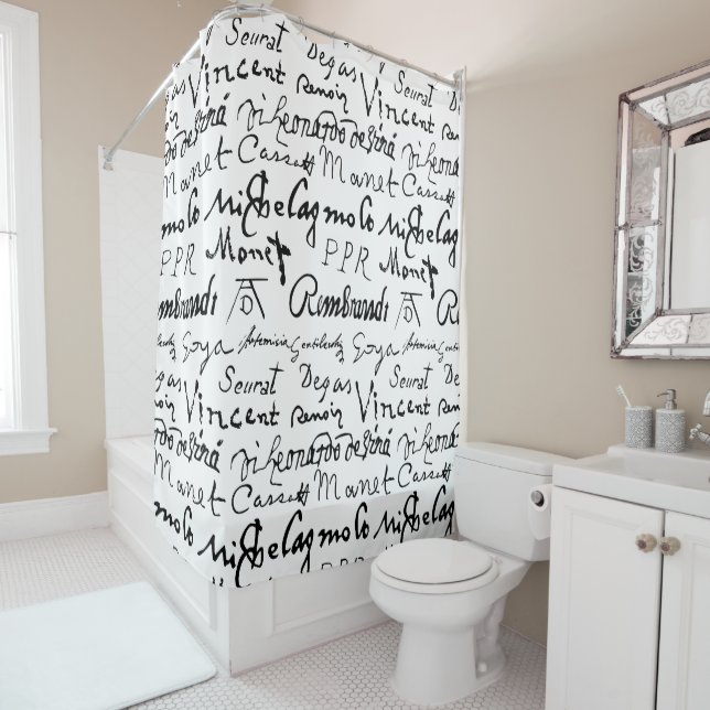Rideaux De Douche Signatures d'artistes célèbres Motif (En situation)