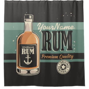 Rideaux De Douche Signe rétro de bouteille de rhum de marin personna