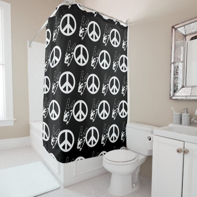 RIDEAUX DE DOUCHE SIGNES DE PAIX (En situation)