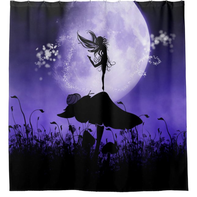 Rideaux De Douche Silhouette de fée mignonne pourpre 2 (Devant)